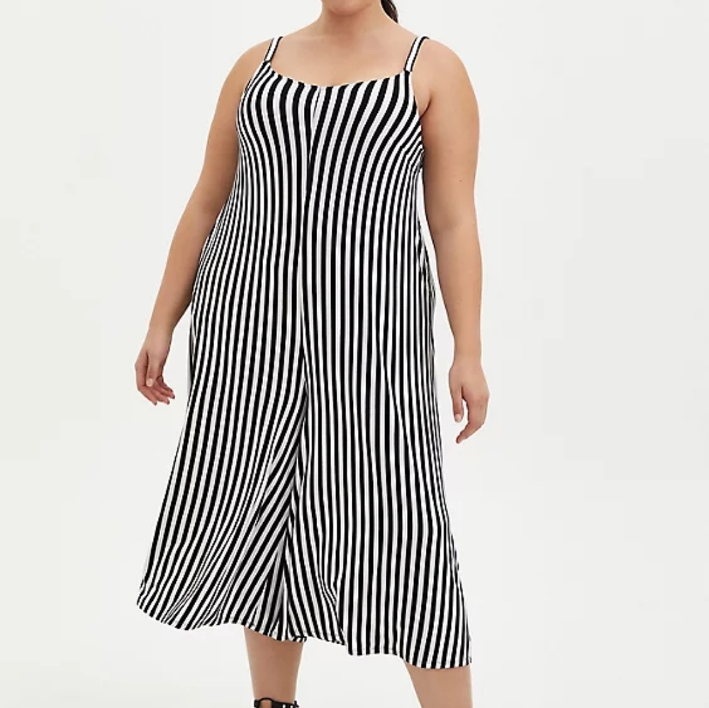 Torrid Culotte Jumpsuit Stripe Super Soft Black White 00X
